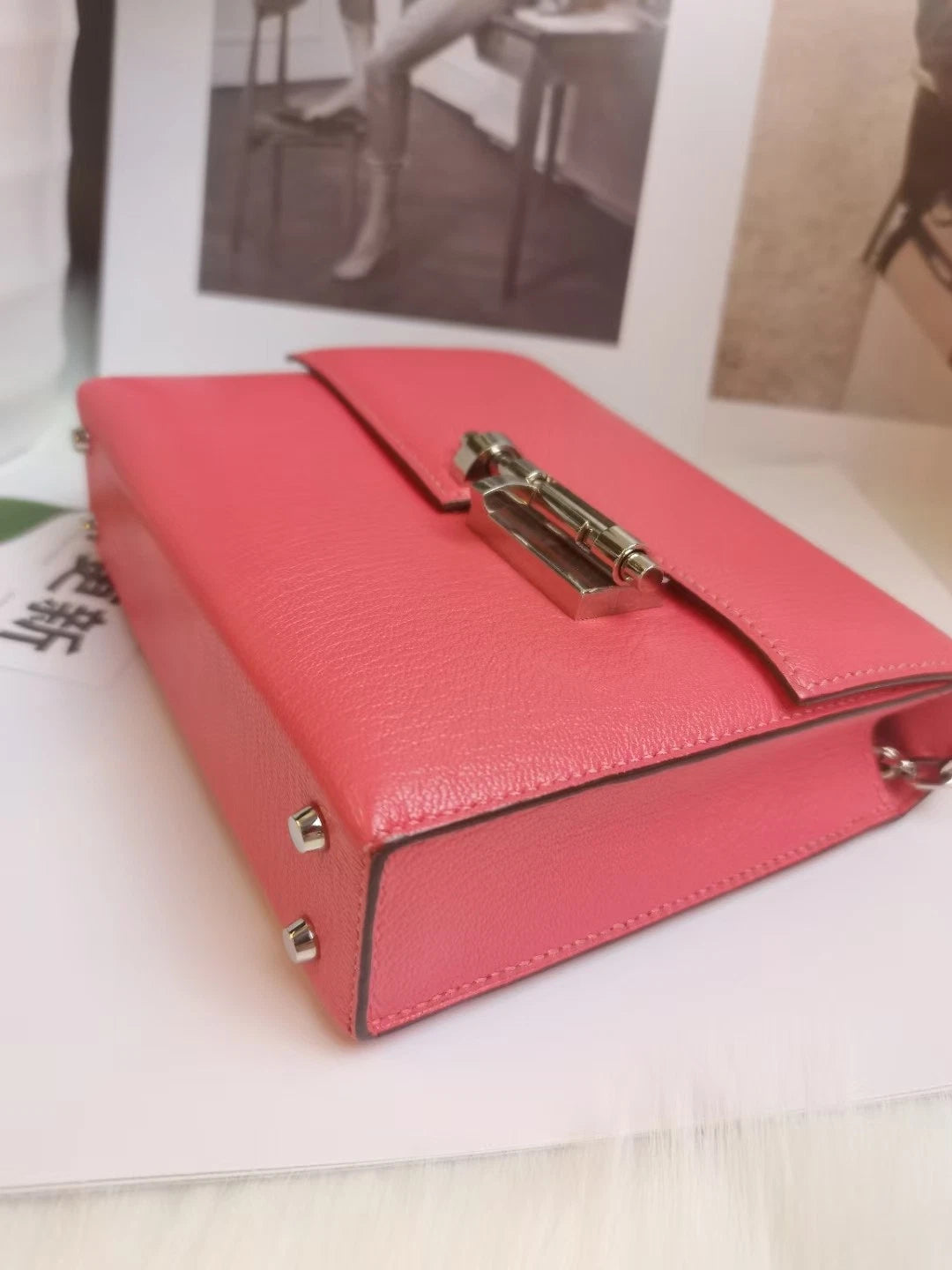 Hermes Pink Verrou Mini Chain Shoulder Bag For Women