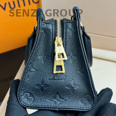 Louis Vuitton OnTheGo Black Leather Tote Shoulder Bag Women's Classic