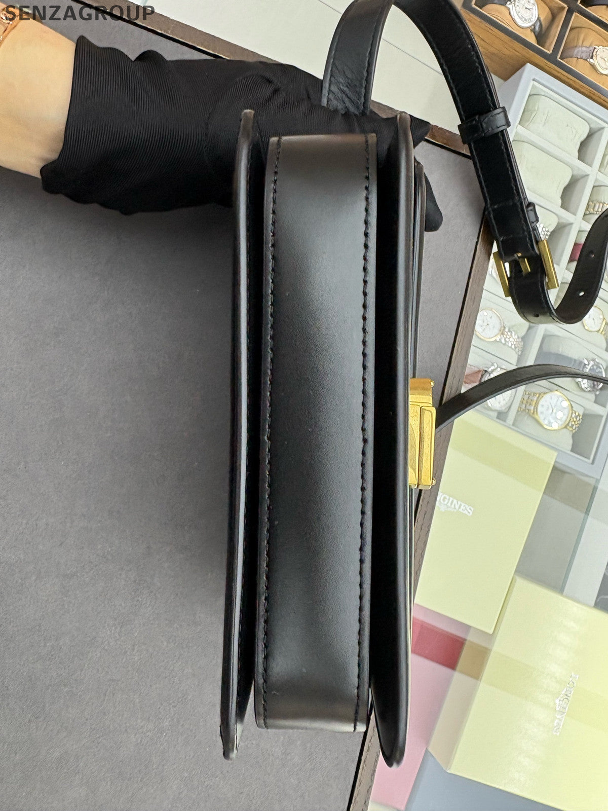 Saint Laurent YSL Solferino Box Small Black Gold Handbag Shoulder Bag