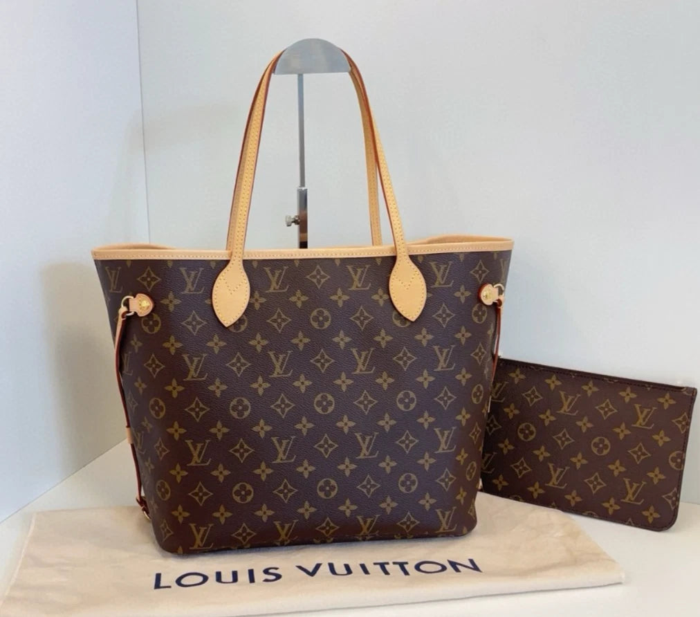 Louis Vuitton Neverfull MM Monogram Canvas Shoulder Bag Brown Women