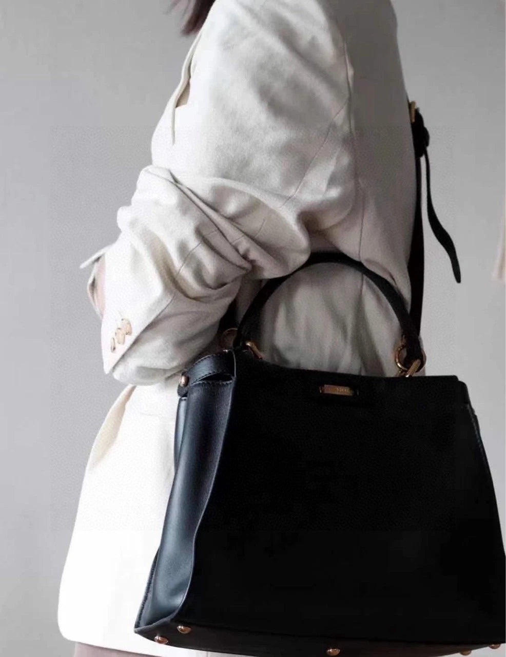 Fendi Peekaboo Medium Calfskin Handbag Shoulder Crossbody Women