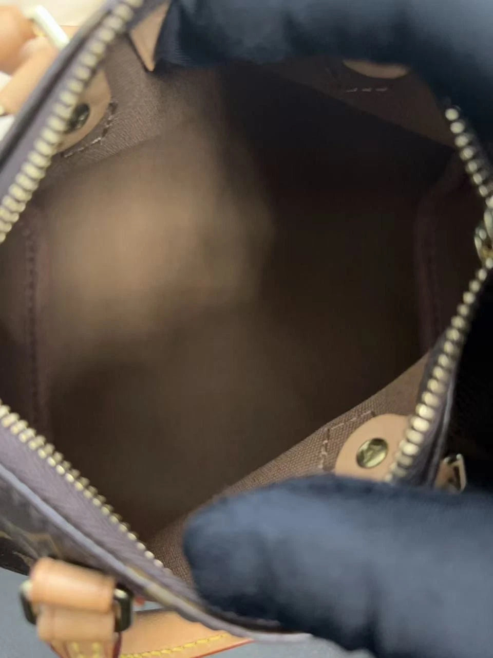 Authentic Louis Vuitton Speedy Nano Monogram Top Handle Crossbody Bag Brown