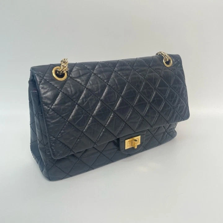 CHANEL Black 2.55 Medium Chain Shoulder Crossbody Bag For Women