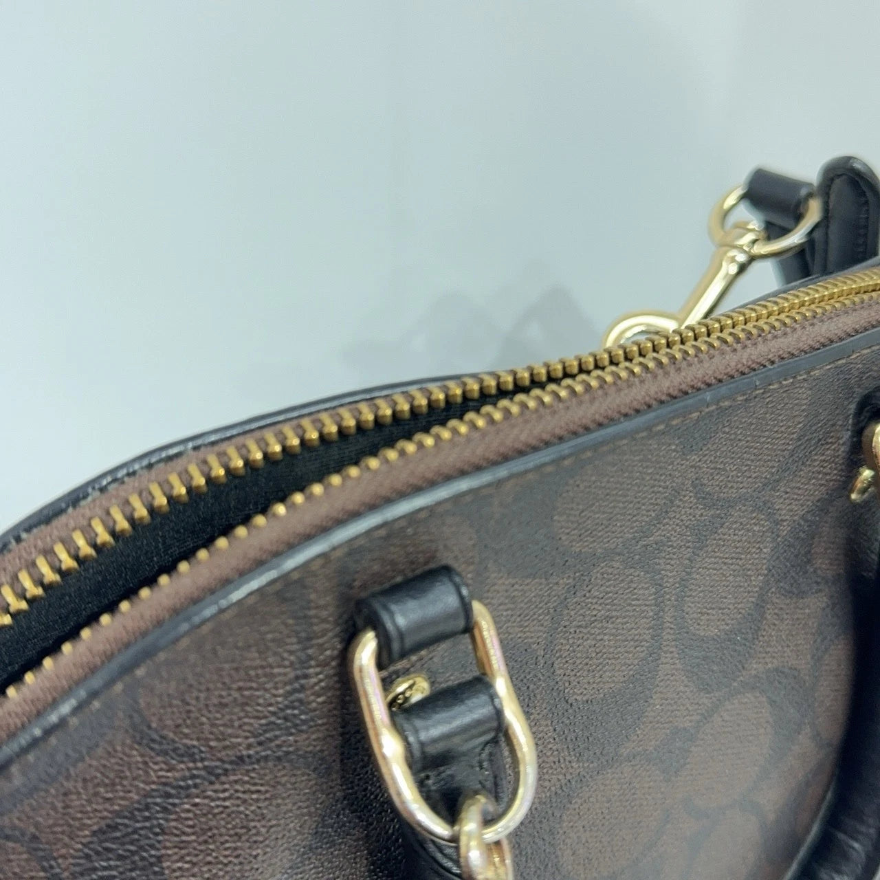 Coach Brown Canvas Monogram Shell Crossbody Handbag For Women
