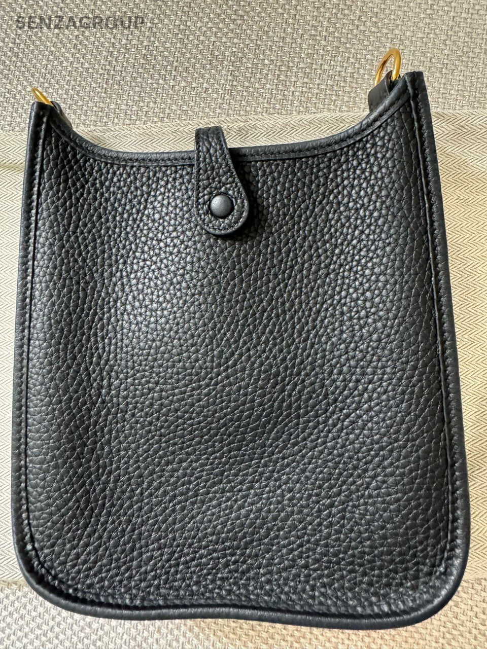 HERMES Evelyne TPM Mini Shoulder Bag Crossbody Black Gold Used Women Classic