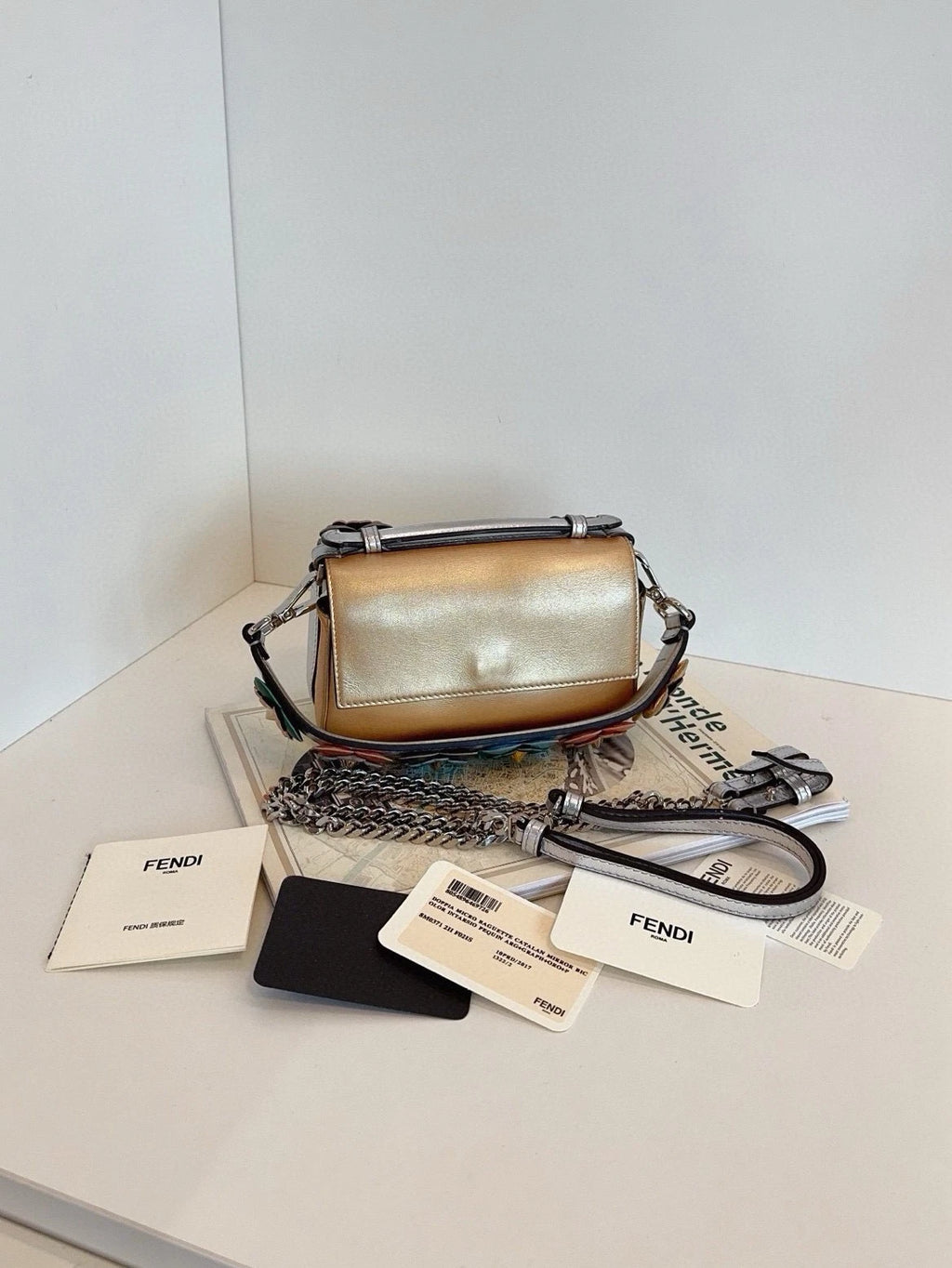 Fendi Reversible Floral Baguette Shoulder Bag For Women
