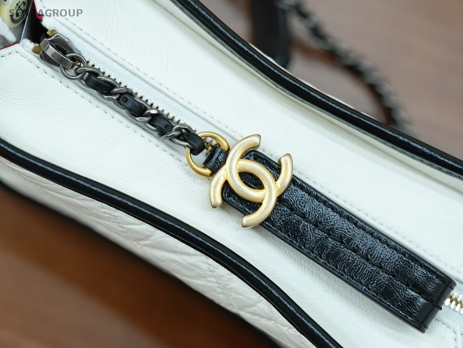 CHANEL Gabrielle PM Chain Strap Shoulder bag White Black Women