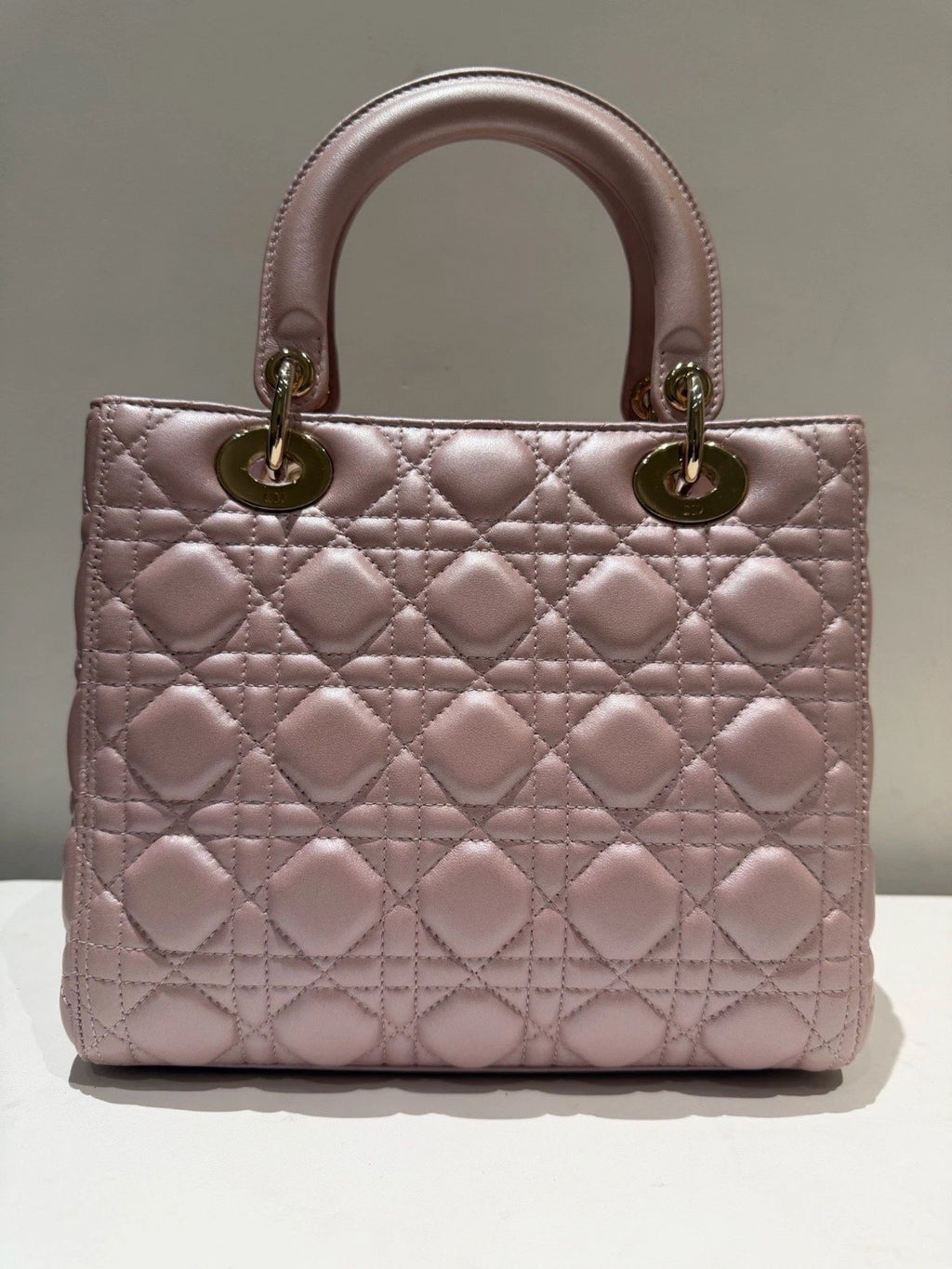 Dior Lady Dior Gold Pink Crossbody Top Handle Excellent