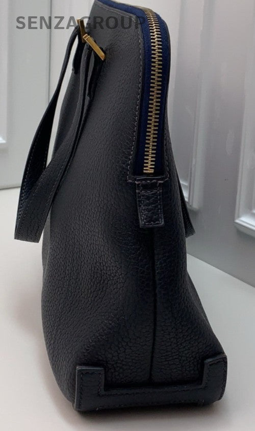 Hermes Vintage Satchel Handbag Blue Gold Unisex Adults Classic