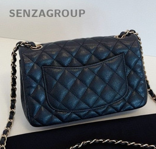 Chanel Classic Flap Mini Chain Diamond Shoulder Bag Crossbody Black Gold Women