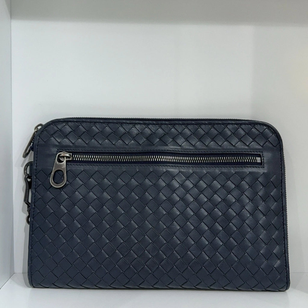 Bottega Veneta Classic Woven Leather Clutch For Women Dark Green