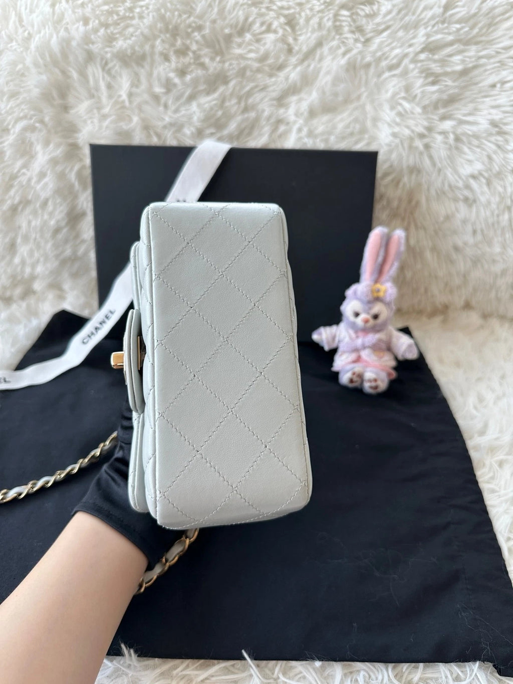 CHANEL Square Mini Crossbody Bag Blue Lambskin For Women