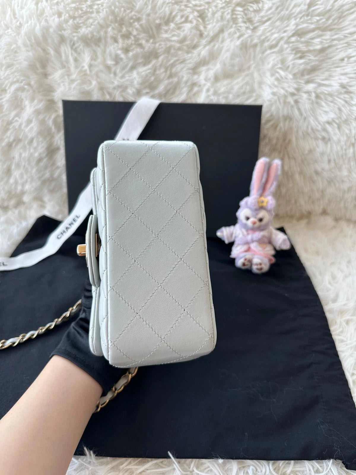 CHANEL Square Mini Crossbody Bag Blue Lambskin For Women