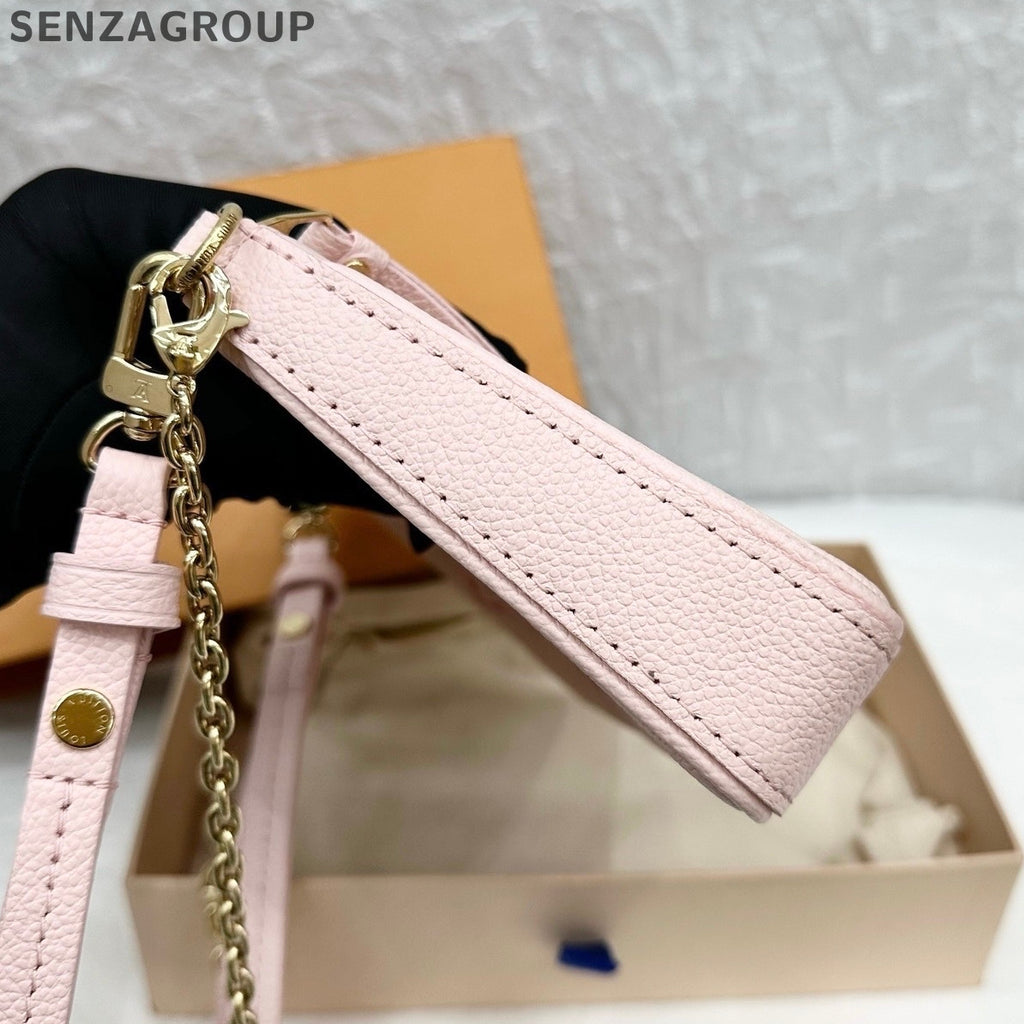 Louis Vuitton Easy Pouch Monogram Chain Shoulder Bag Pink Gold
