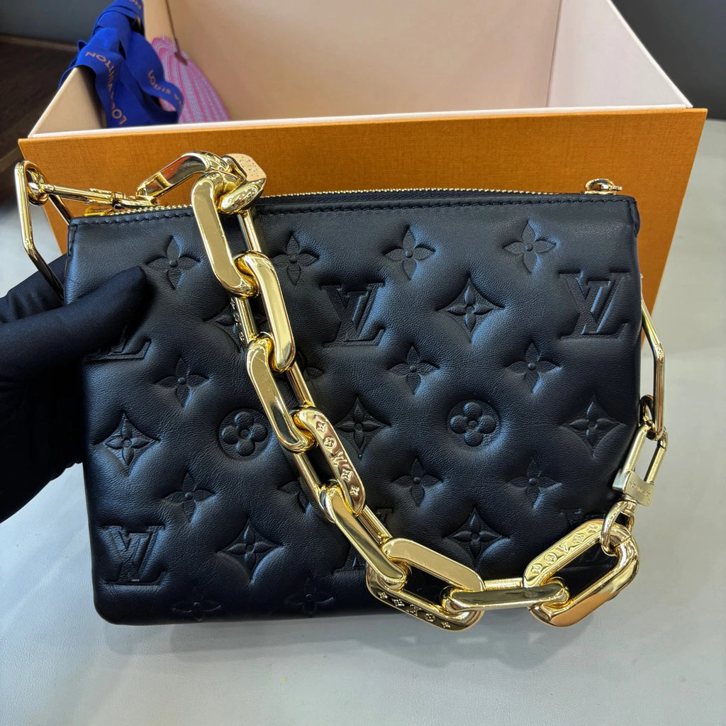 Louis Vuitton Coussin BB Monogram Empreinte Calfskin Chain Black Shoulder Bag