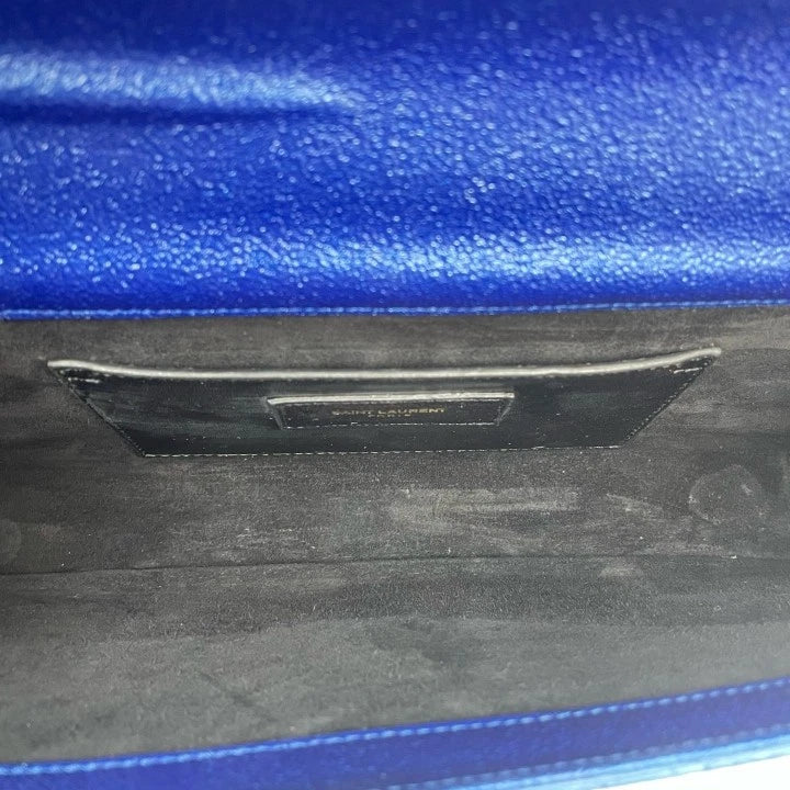 Saint Laurent Kate Blue Leather Long Clutch Evening Bag For Women