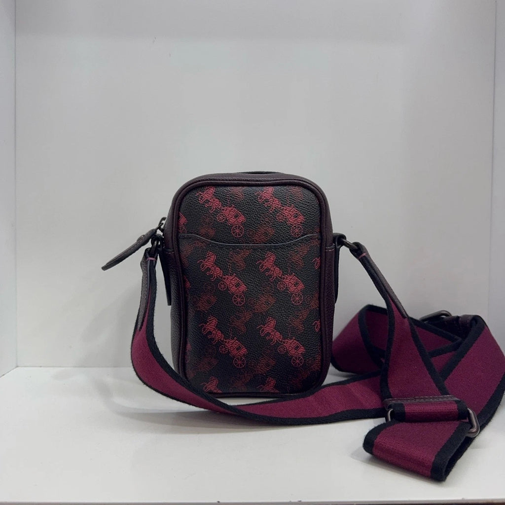 Coach Mini Canvas Leather Horse Carriage Print Shoulder Crossbody Bag For Women