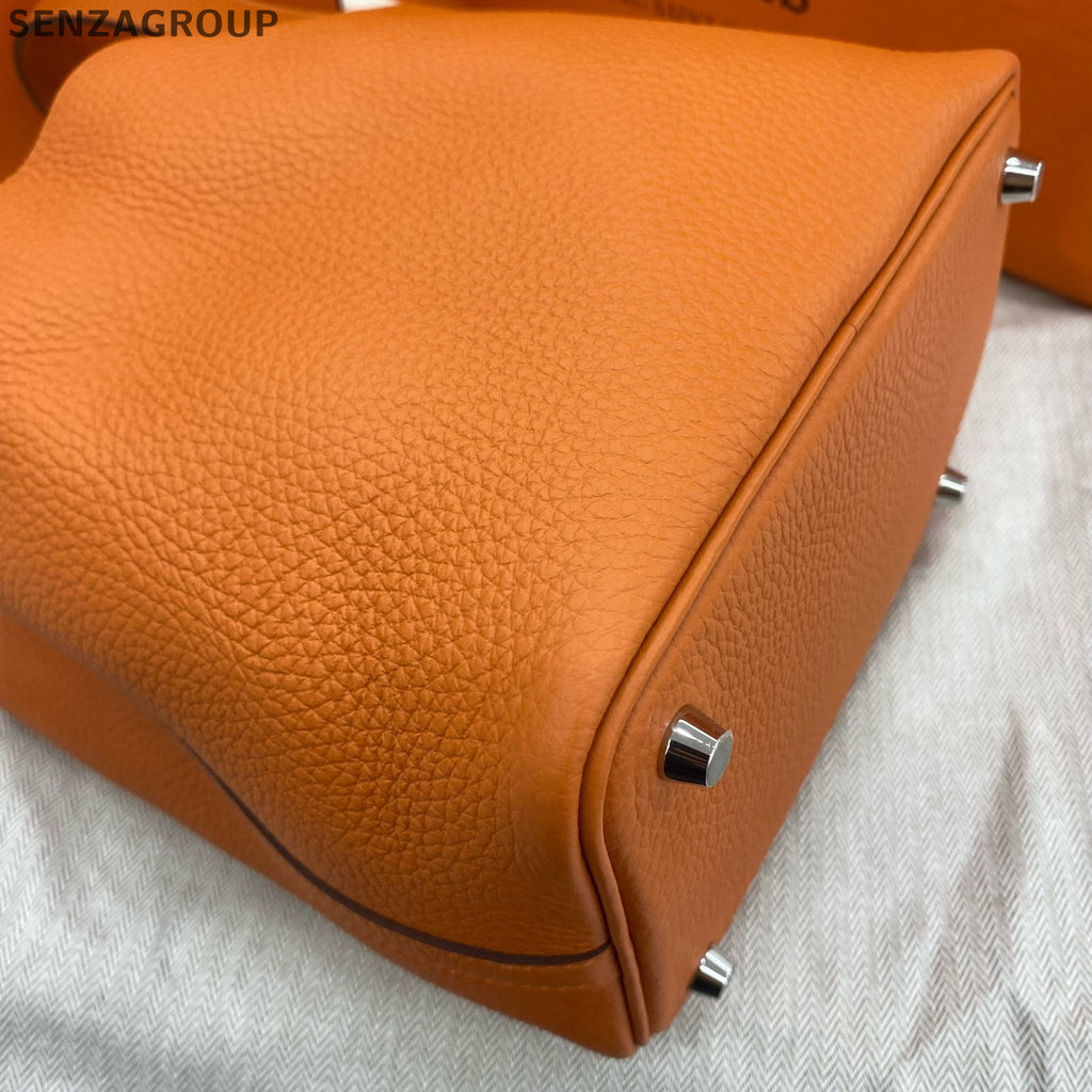 Hermès Picotin Lock Orange Silver Hardware Handbag Shoulder Bag