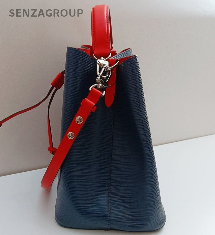 Louis Vuitton Epi Bucket Blue Gold Top Handle Bag Crossbody Used Women Classic