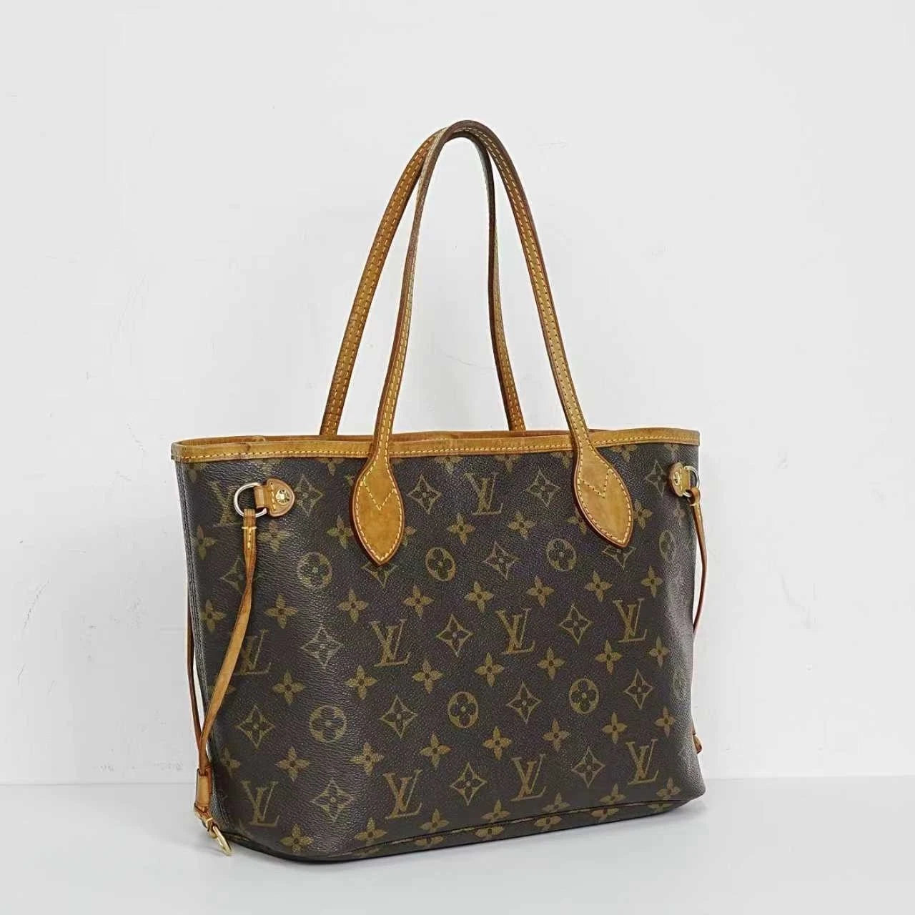 Louis Vuitton Neverfull Small Monogram Canvas Leather Tote Bag For Women