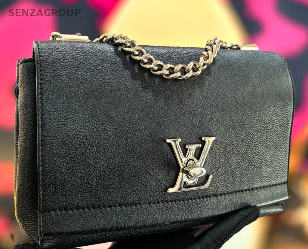 Louis Vuitton Lockme BB Chain Shoulder bag Calfskin Women Black Silver
