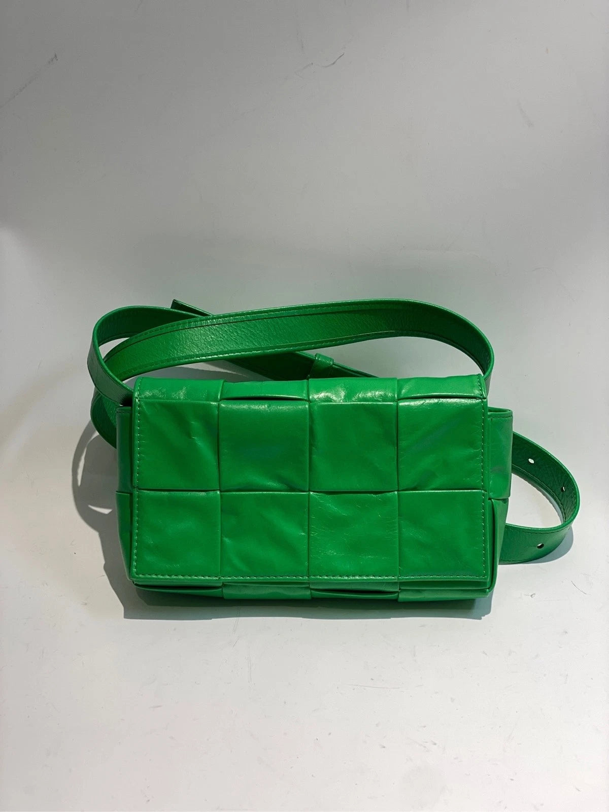 Bottega Veneta Intreccio Woven Leather 8-grid Cassette Belt Bag Women
