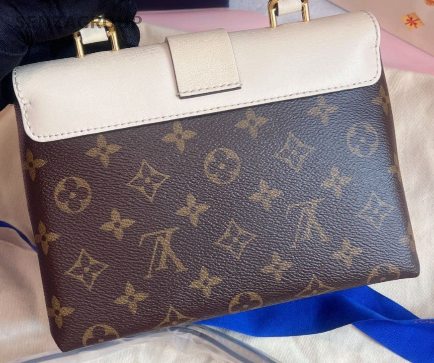 Louis Vuitton Locky BB Monogram Top Handle Bag Crossbody White Brown Women