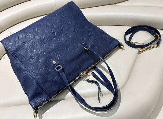 Louis Vuitton Lumineuse Monogram Empreinte Shoulder 2way Handbag Women Blue