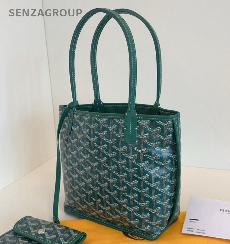 Goyard Anjou Mini Tote Top Handle Bag Shoulder Bag Green Silver Women Classic