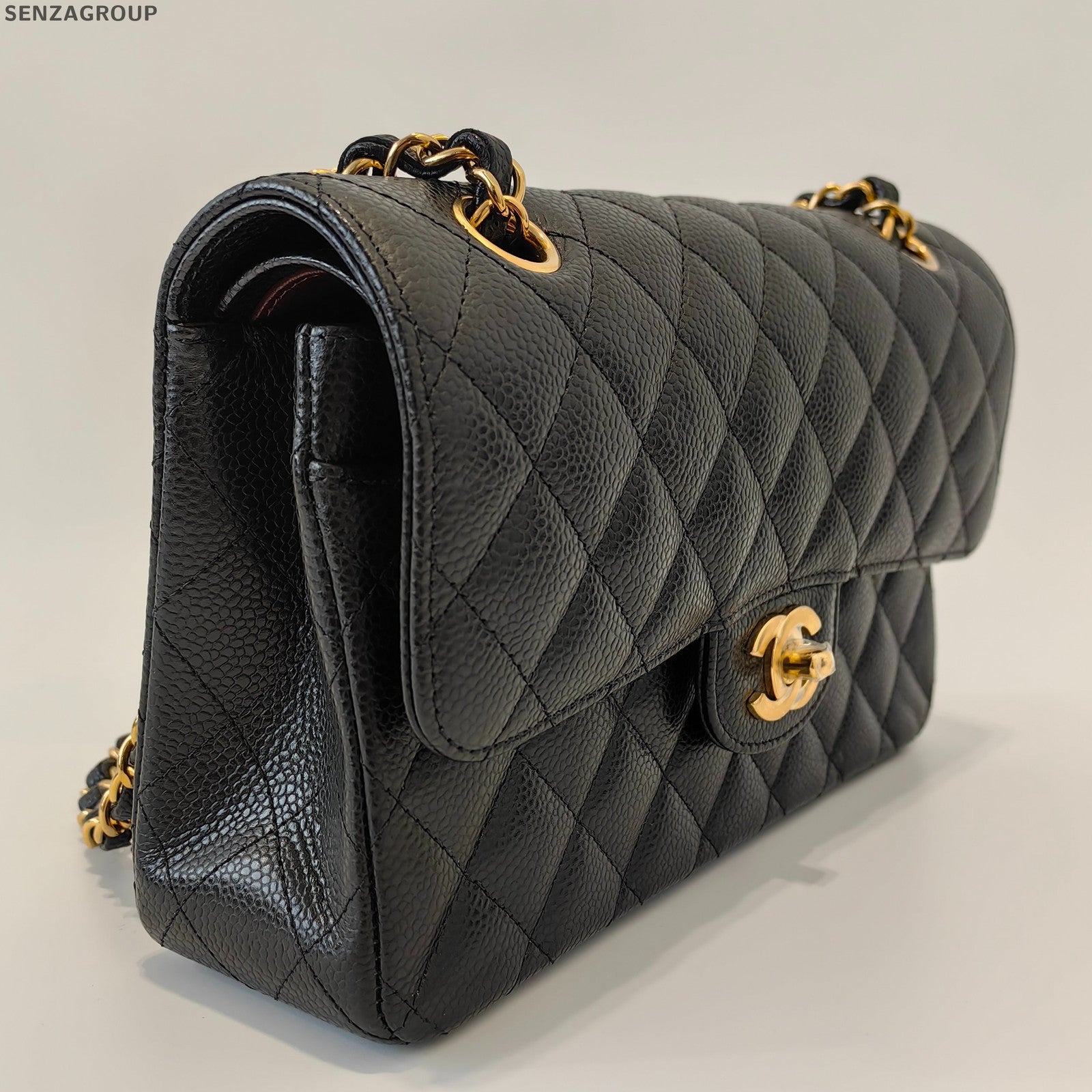 Chanel Classic Flap Black Caviar Small Chain Shoulder Crossbody Bag