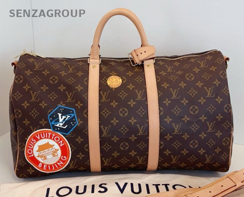 Louis Vuitton Keepall50 Monogram Top Handle Bag Crossbody Brown Unisex Adults