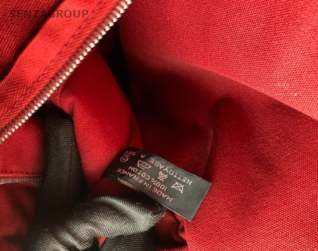 Hermès Canvas Top Handle Shoulder Bag Women Red