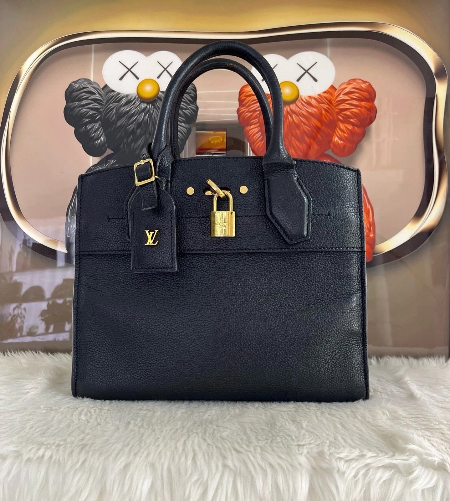 Louis Vuitton City Steamer Small Black Calfskin Handbag Shoulder Bag For Women