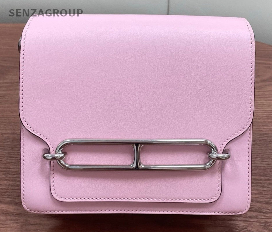 Hermes Roulis 2Way Shoulder Bag Crossbody Pink Silver Women Classic Designer