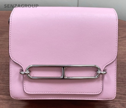 Hermes Roulis 2Way Shoulder Bag Crossbody Pink Silver Women Classic Designer