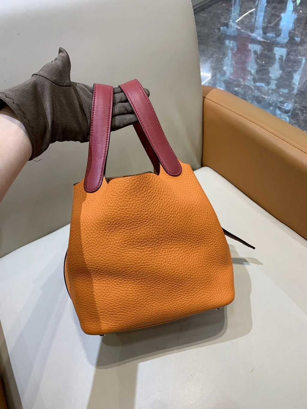 Hermes Picotin18 TC Leather Bicolor Bucket Bag For Women