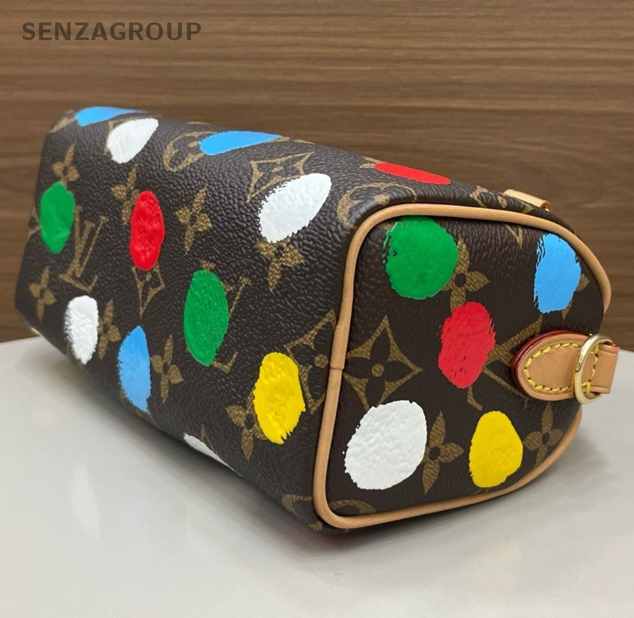Louis Vuitton Speed Nano Monogram Top Handle Bag Crossbody Brown Gold Women