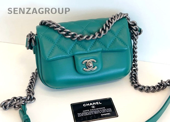 CHANEL Classic Flap mini Calfskin 2way Chain Shoulder bag Green bamboo Women