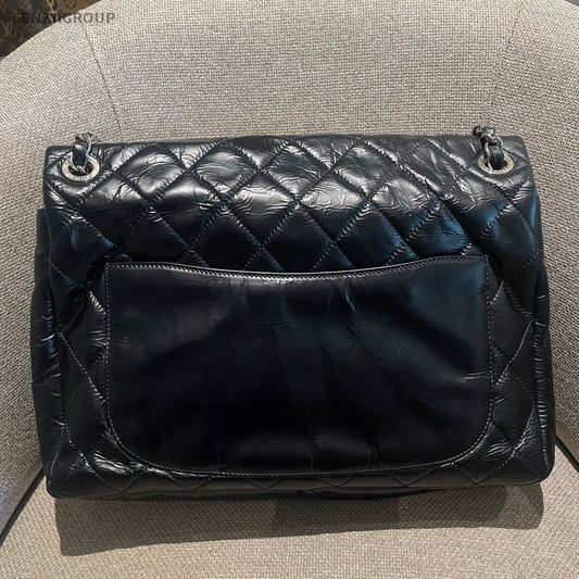 Chanel Diamond Chain CC Logo Shoulder Bag Black Silver Women Classic