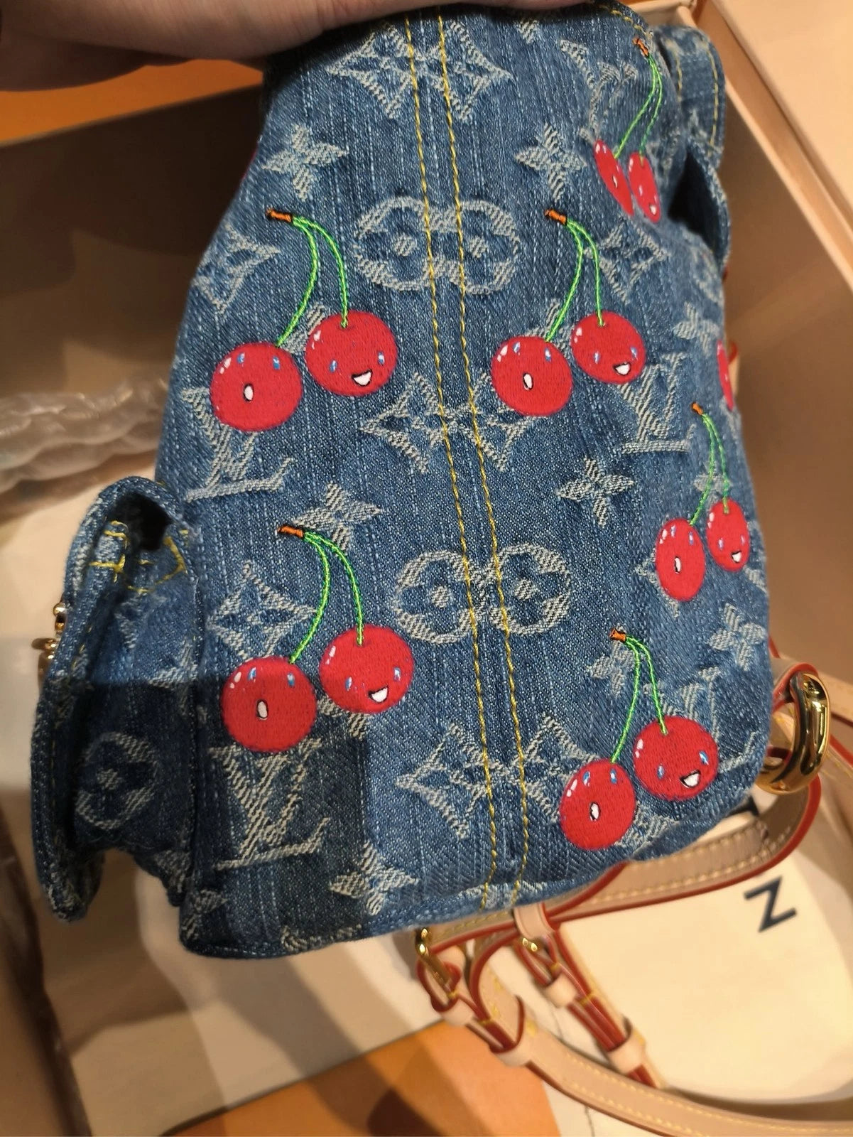 New Louis Vuitton Venice Cherry Denim Backpack For Women