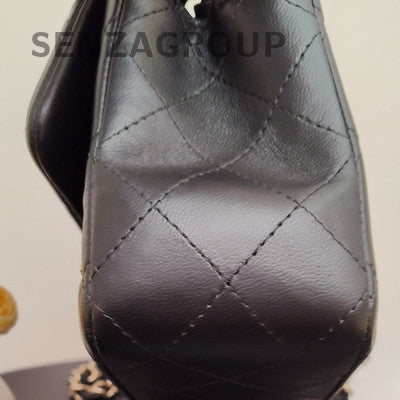 Chanel Classic Quilted Lambskin Black Gold Chain Shoulder Crossbody Bag