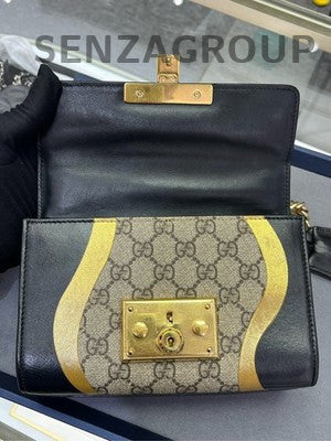 Gucci Padlock Small Black Beige Gold Chain Shoulder Bag Women's Fashion
