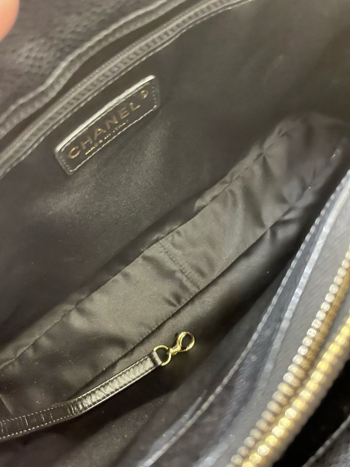 Chanel GST Chain Shoulder Bag Black Gold Women Classic Diamond