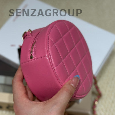 Chanel Golden Ball Round Flap Quilted Chain Shoulder Bag Pink Gold