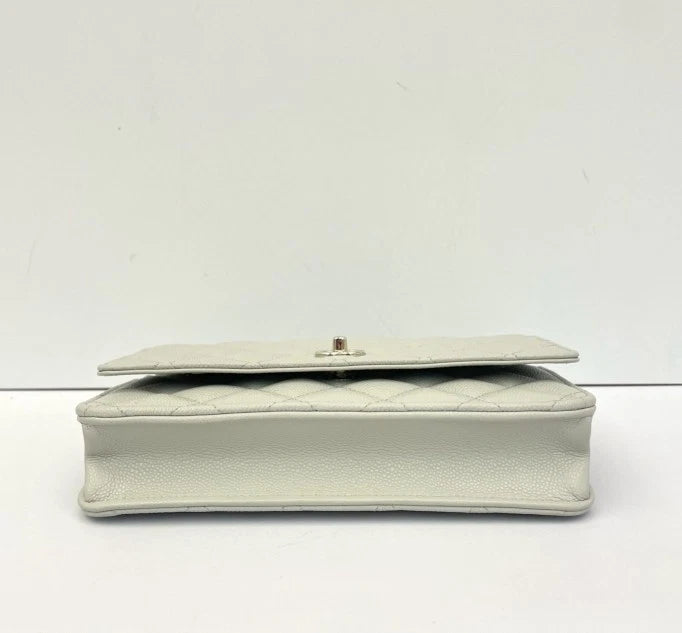 CHANEL Rotating Buckle Light Green Leather WOC Crossbody Bag For Women