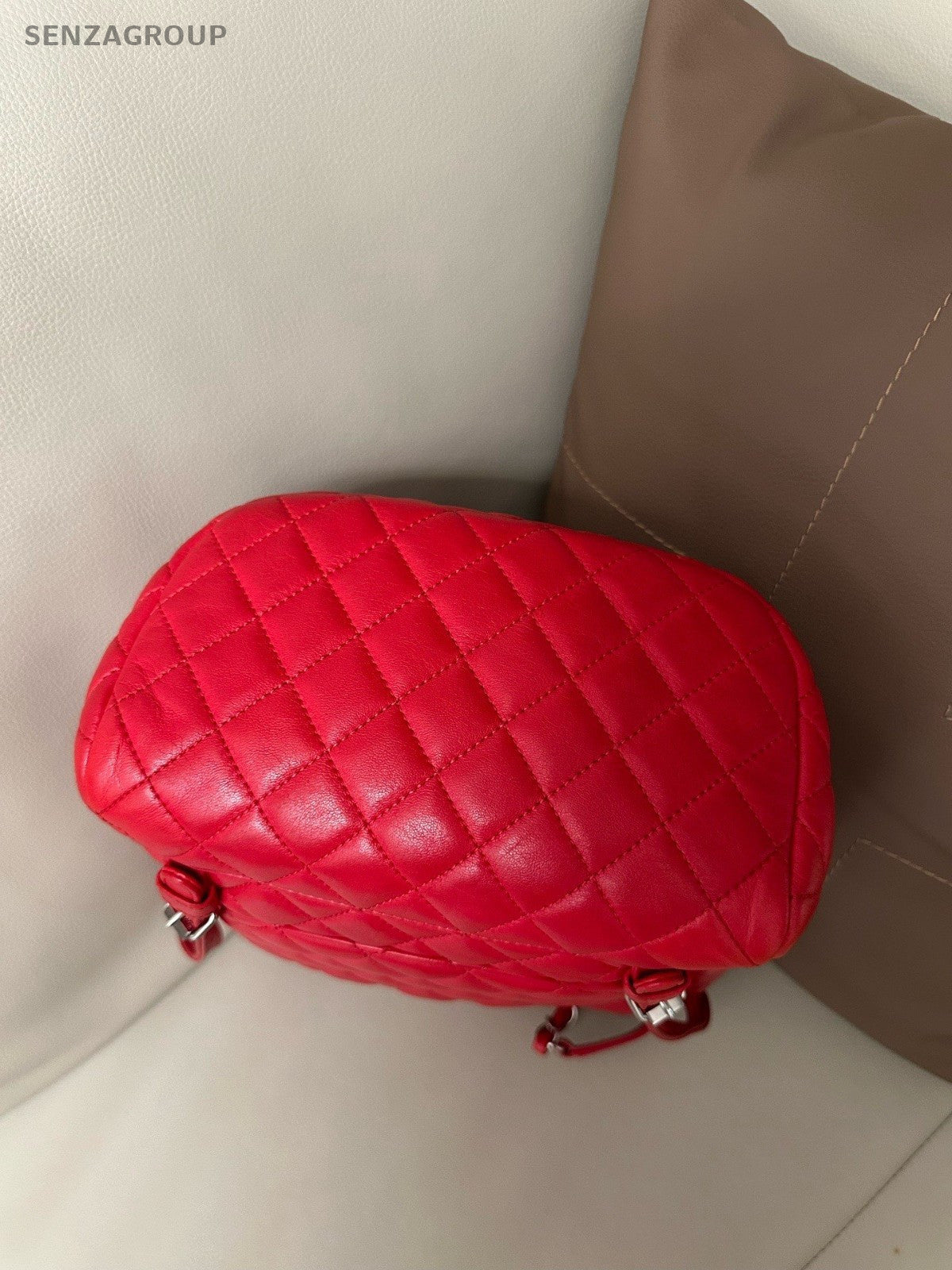 CHANEL Salzburg Backpack PM Lambskin Chain Shoulder bag Red Women