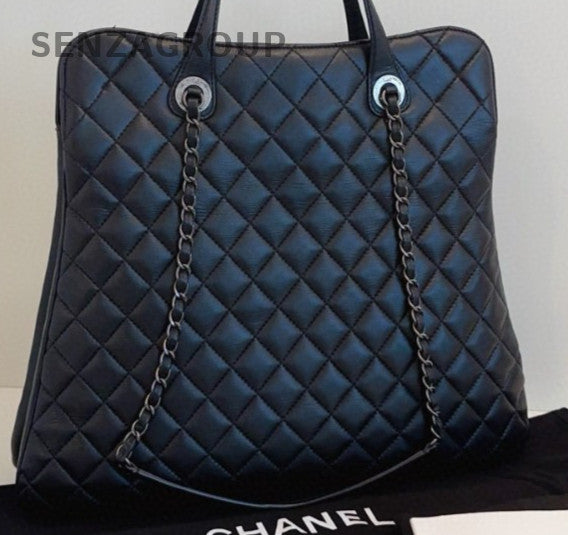 Chanel Hobo Handbag Chain Shoulder Bag Black Silver Used Women Classic