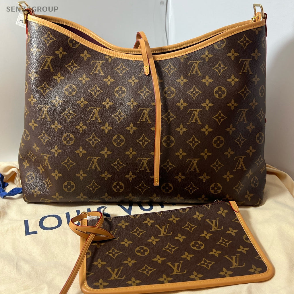Louis Vuitton Monogram Carryall MM Brown Shoulder Bag Women Classic