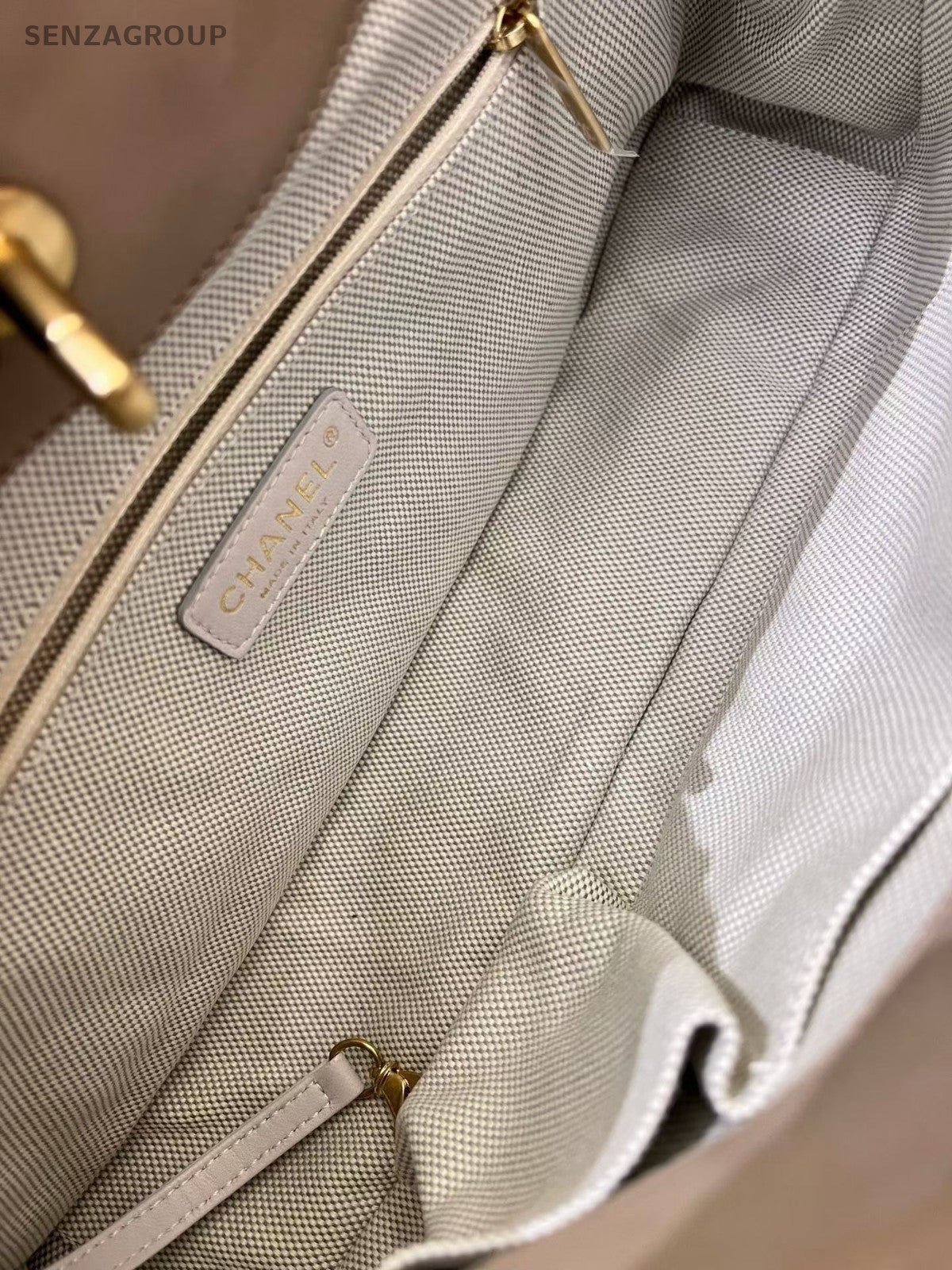 Chanel Diamond Chain Shoulder Bag Beige Gold Used Women Classic