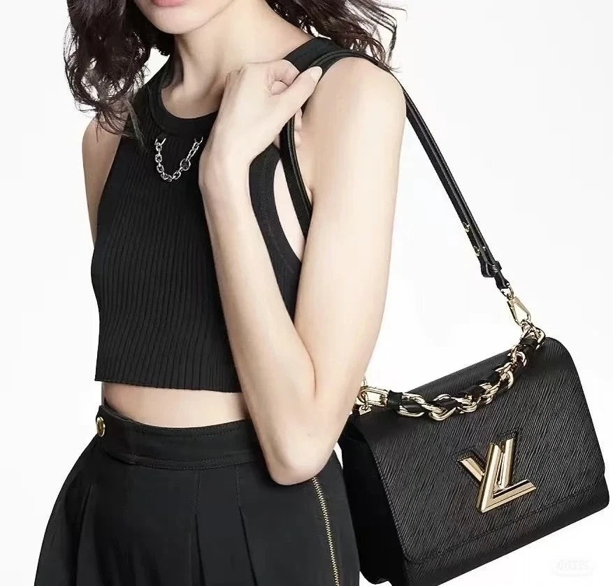 Louis Vuitton Twist Medium Black Epi Crossbody Shoulder Bag For Women